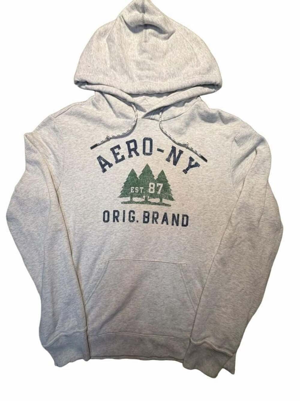 Aeropostale Aero-NY Orig Brand Graphic Hoodie Gray Size S
